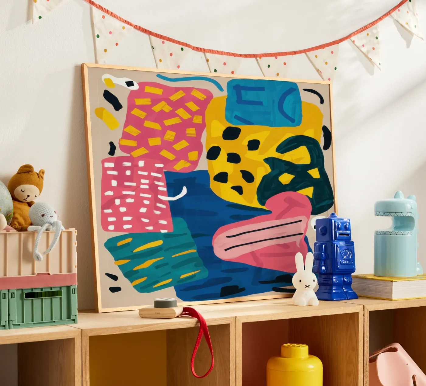 Playful Shape Collage poster by Obs Canvas