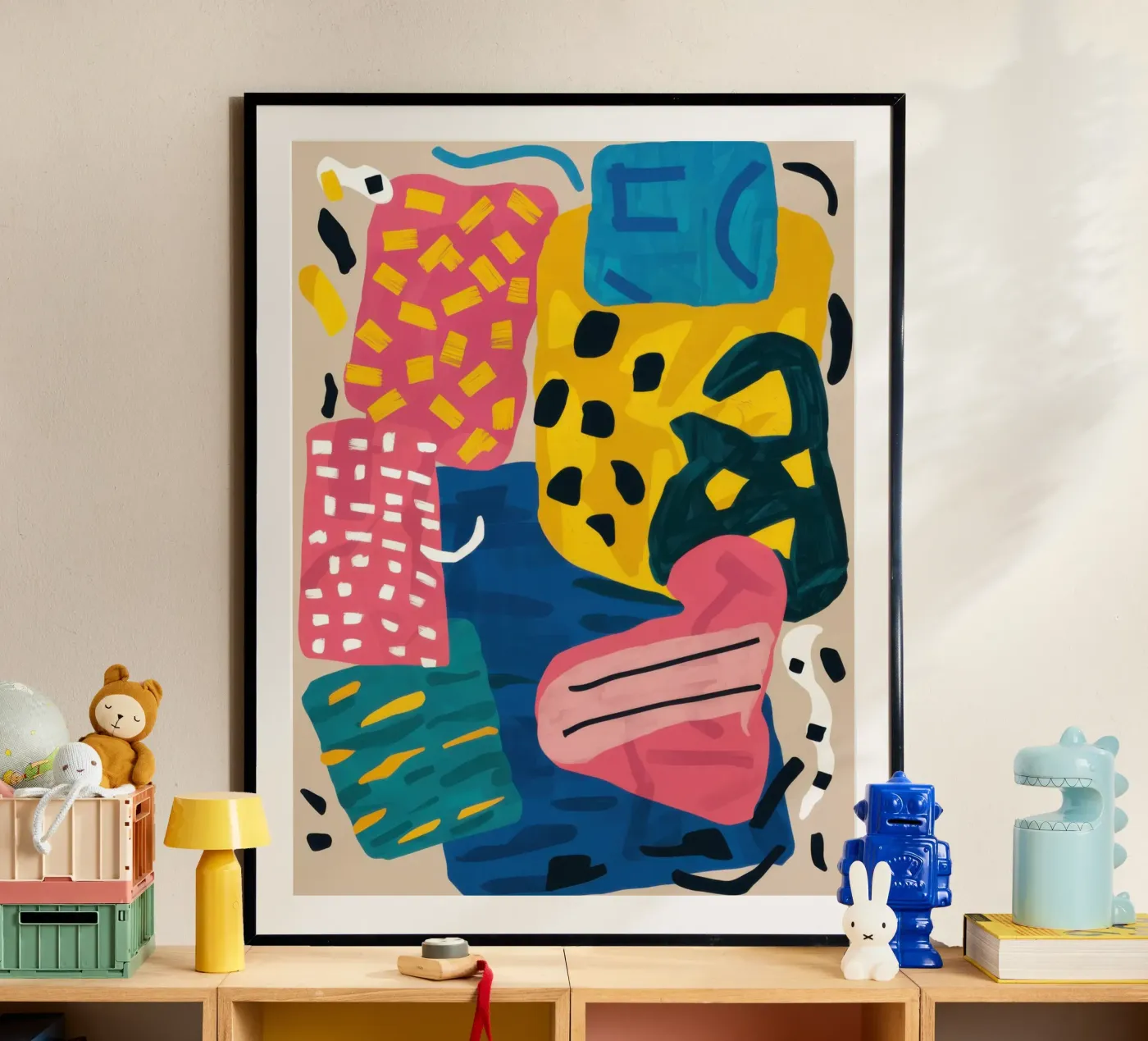 Playful Shape Collage poster by Obs Canvas