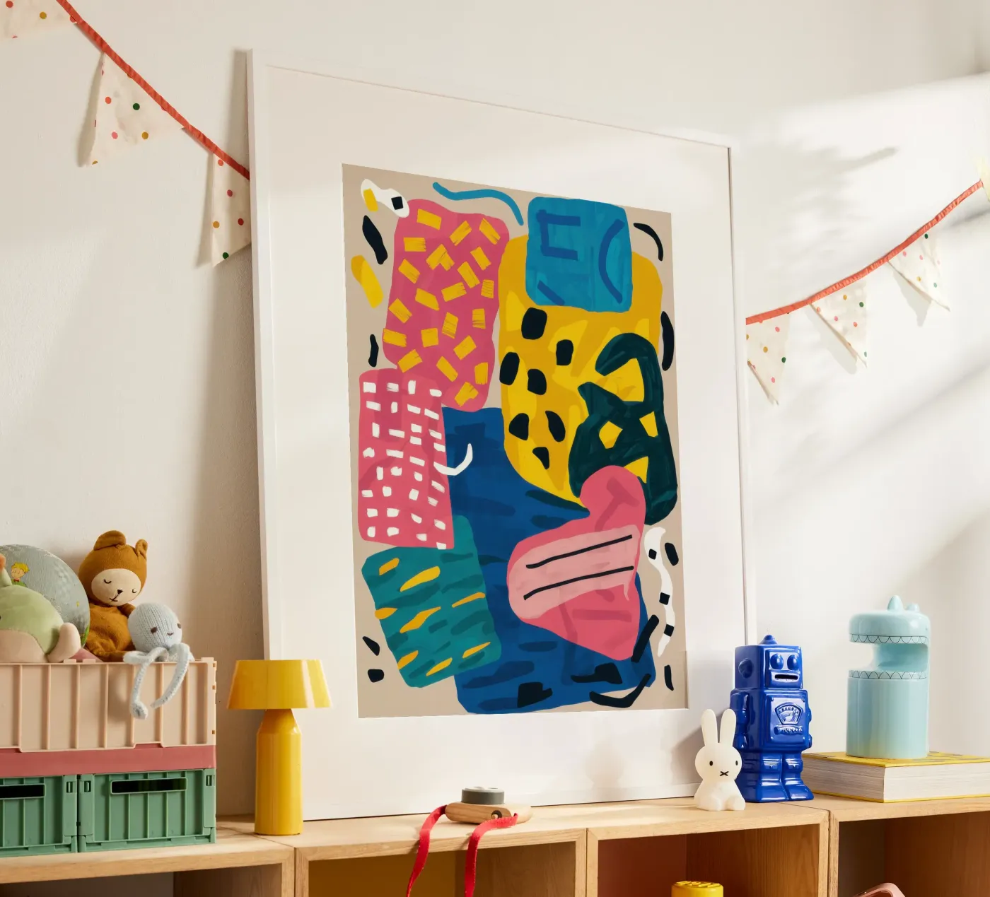 Playful Shape Collage poster by Obs Canvas
