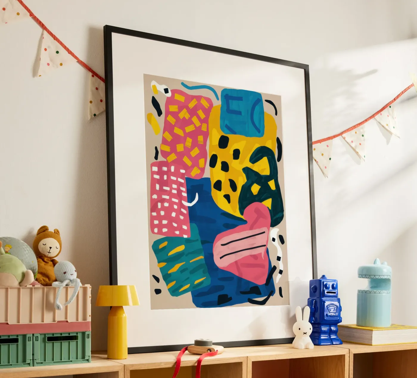 Playful Shape Collage poster by Obs Canvas