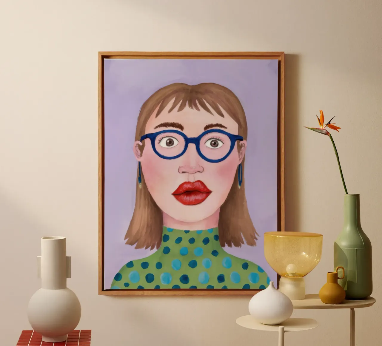 Verwonderde blik met wijde ogen canvas met Baklijst van Selene Shade