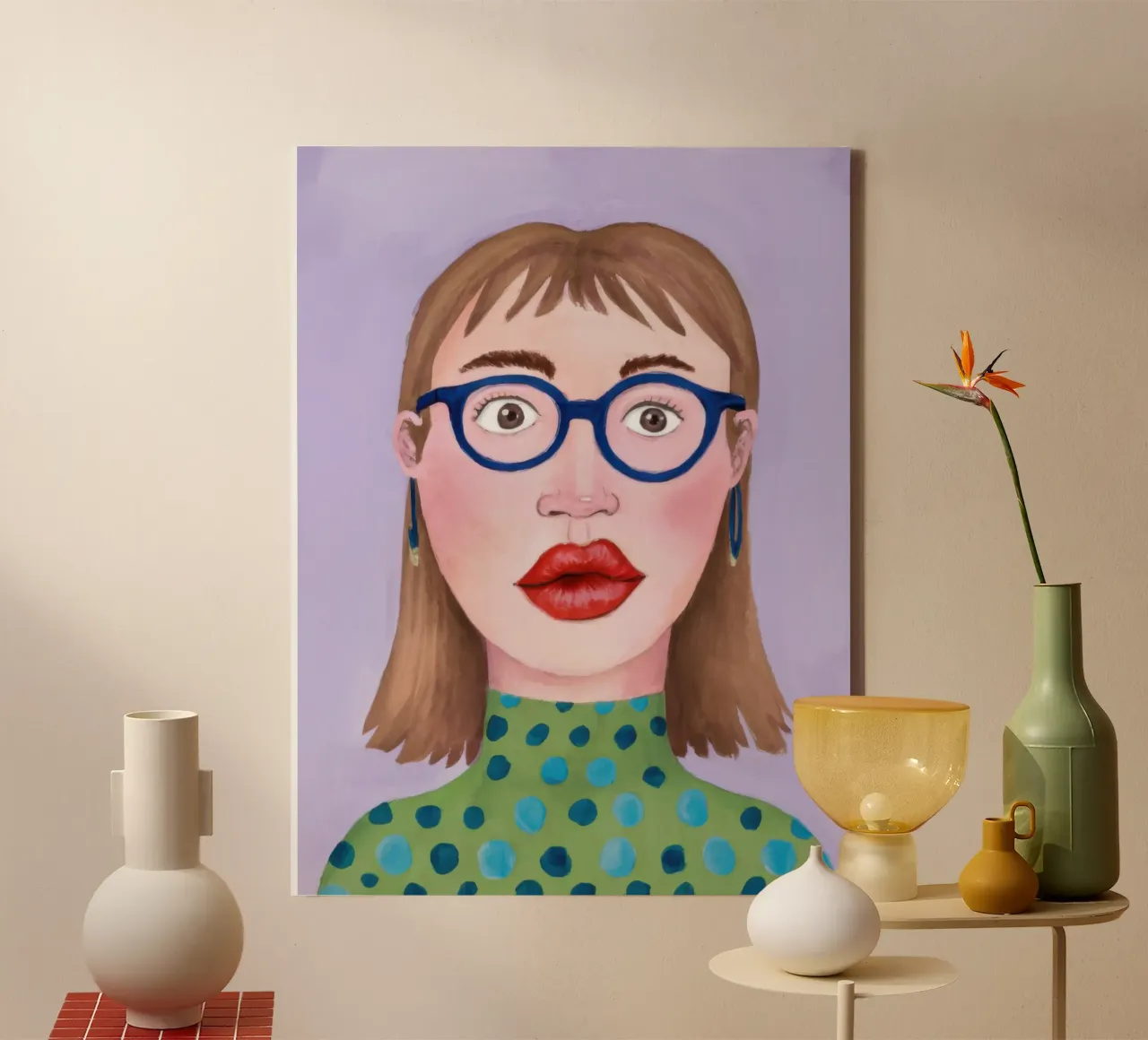 Verwonderde blik met wijde ogen canvas met Baklijst van Selene Shade