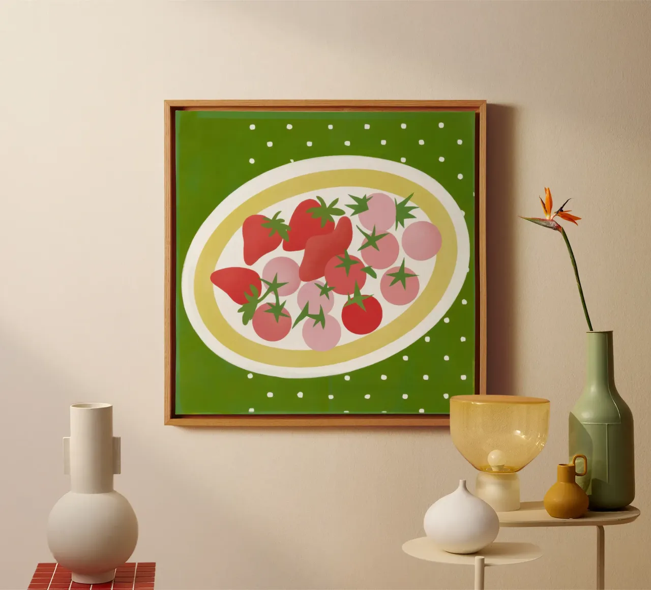 Piatto di fragole fresche tela con Cornice a cassetta da Irish Strokes
