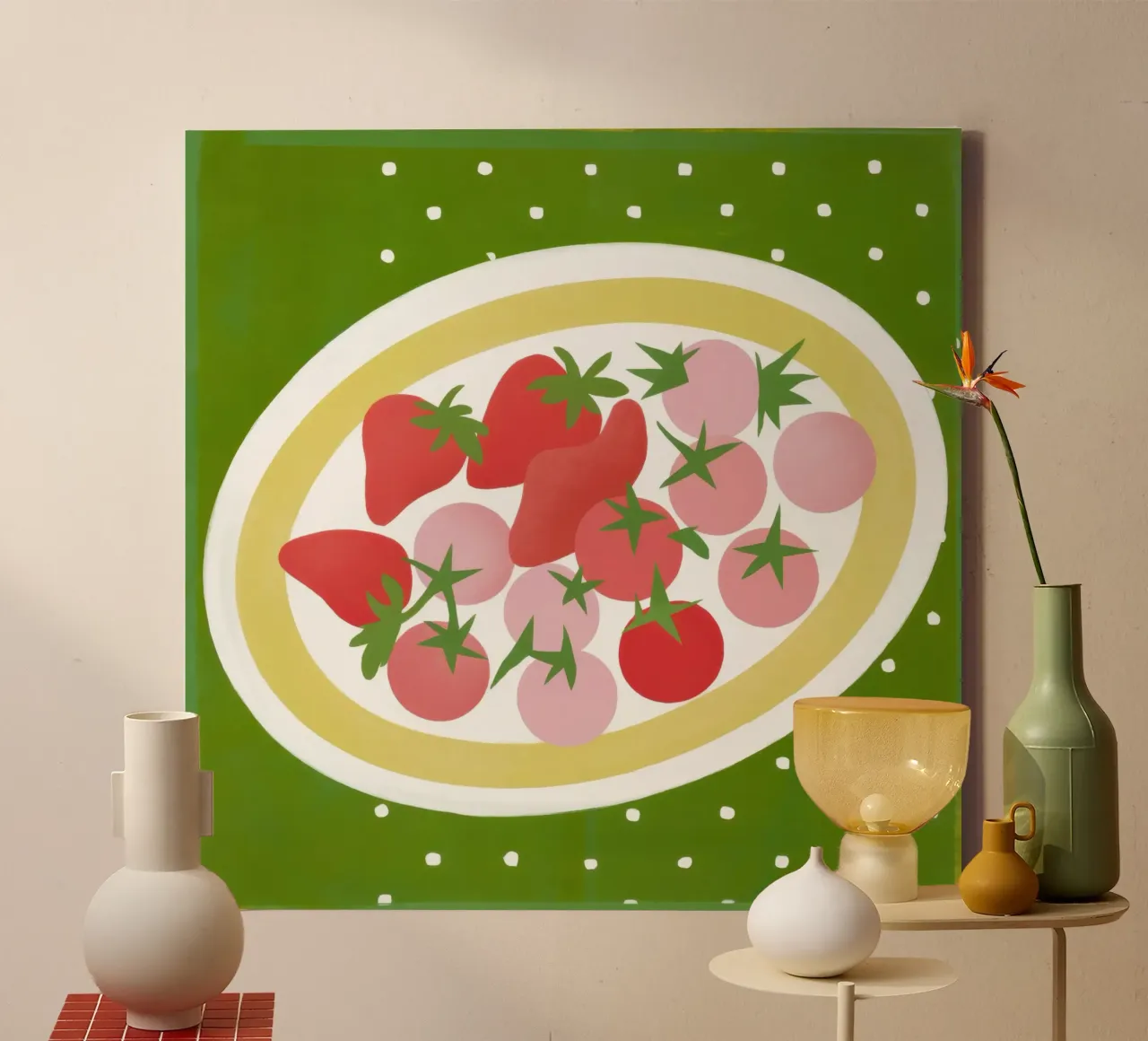 Piatto di fragole fresche tela con Cornice a cassetta da Irish Strokes
