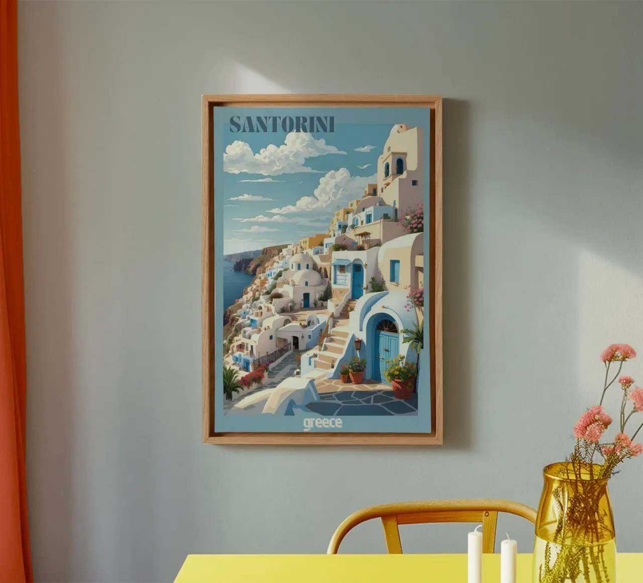 Kunstdruk Ontdek de charme van Santorini Vintage Retro Reizen canvas van Hollyhully