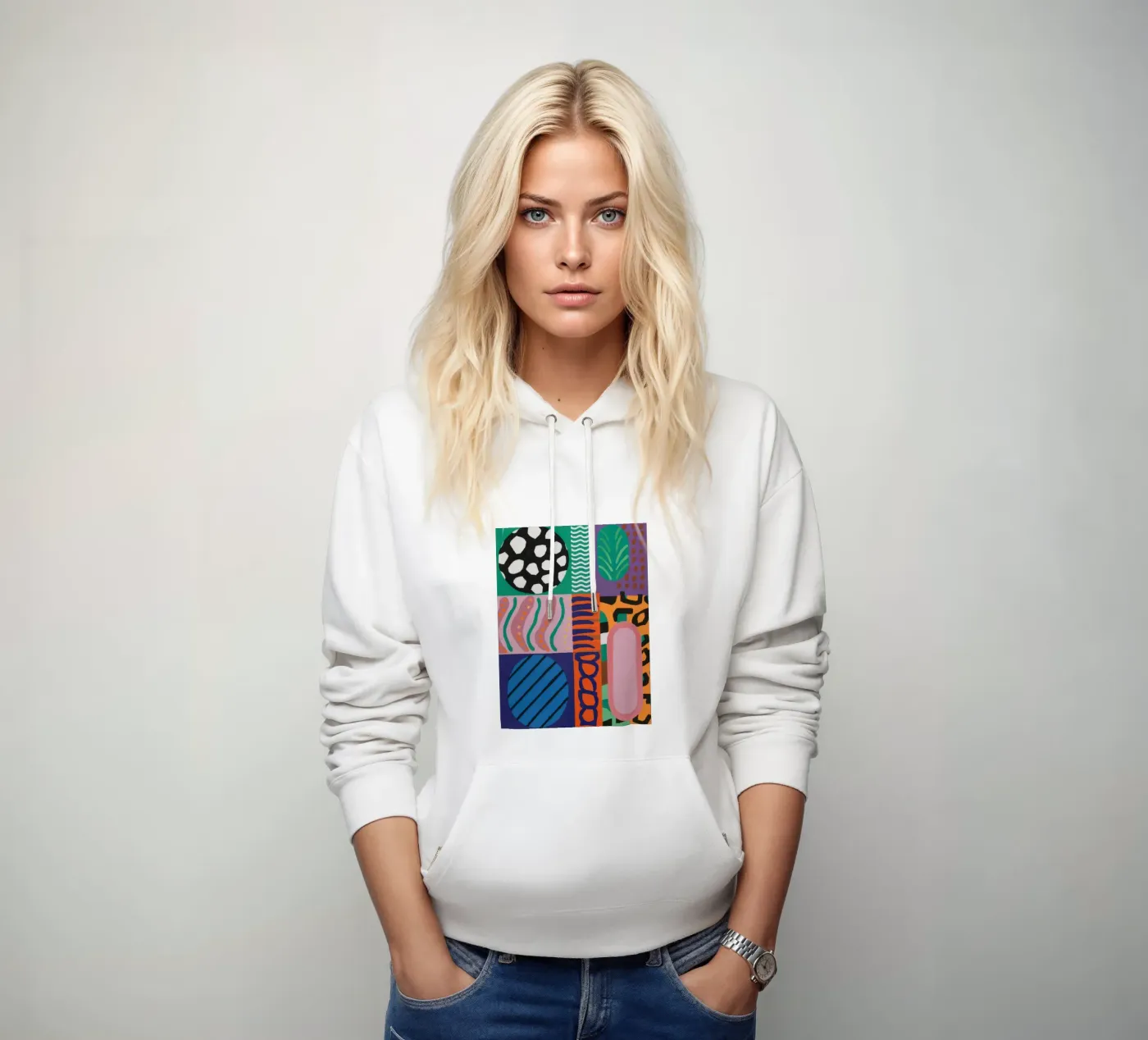 Eclectic Pattern Grid hoodie by Obs Canvas