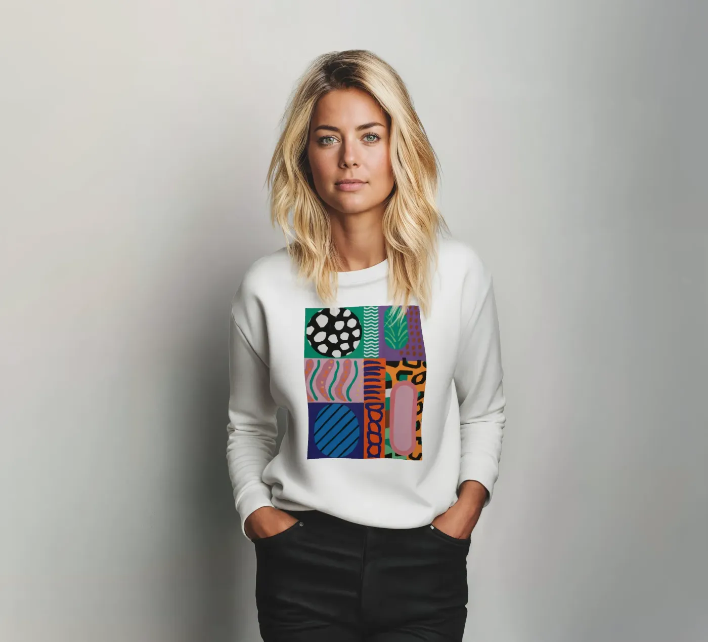 Eclectic Pattern Grid sweatshirt by Obs Canvas