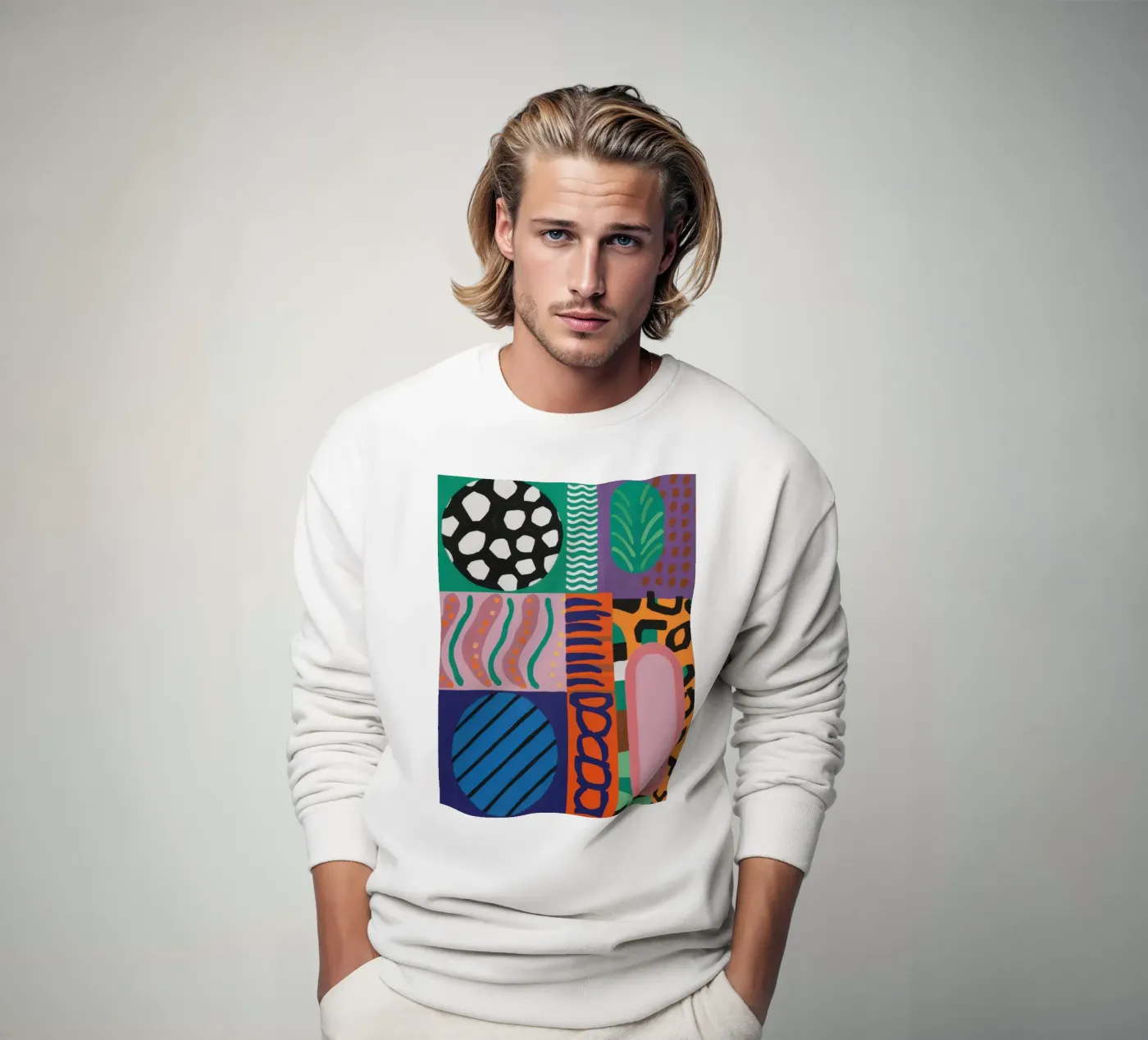 Eclectic Pattern Grid sweatshirt by Obs Canvas