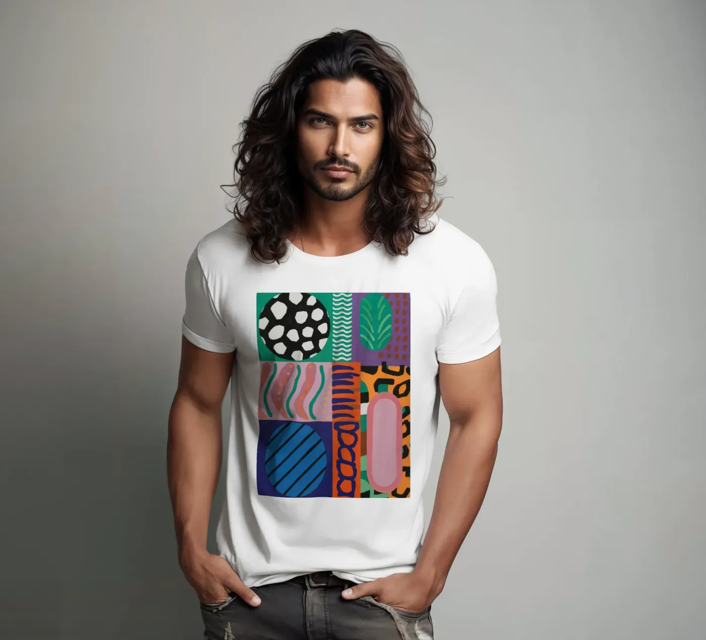 Griglia a motivi eclettici t-shirt da Obs Canvas