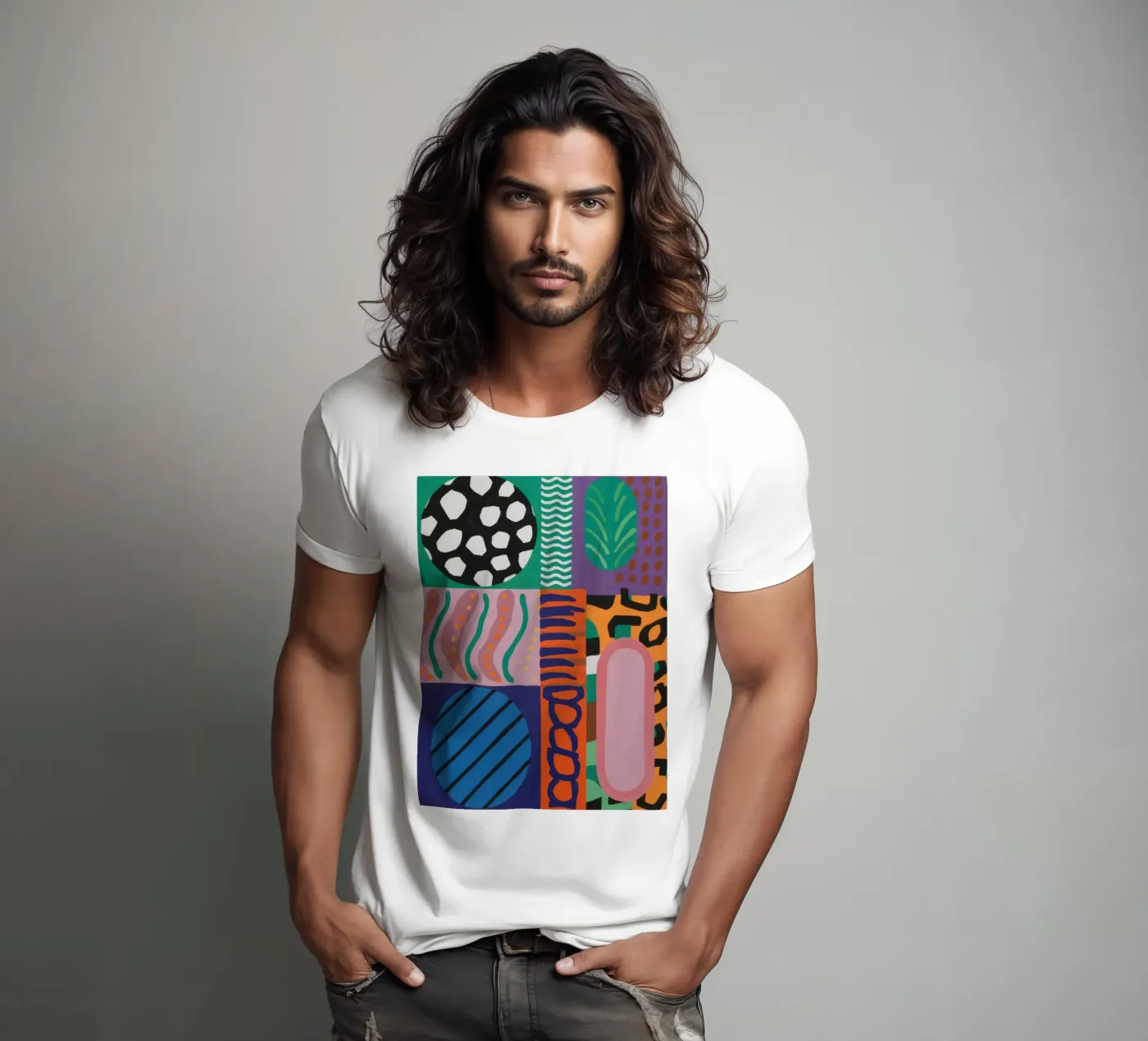 Griglia a motivi eclettici t-shirt da Obs Canvas