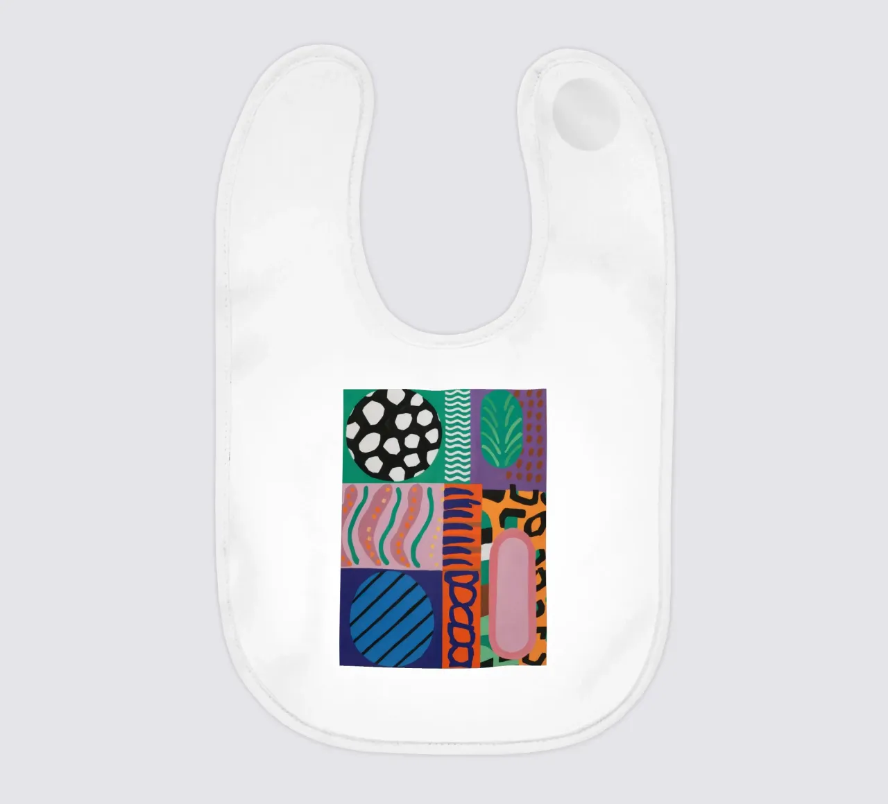 Eclectic Pattern Grid baby bib by Obs Canvas