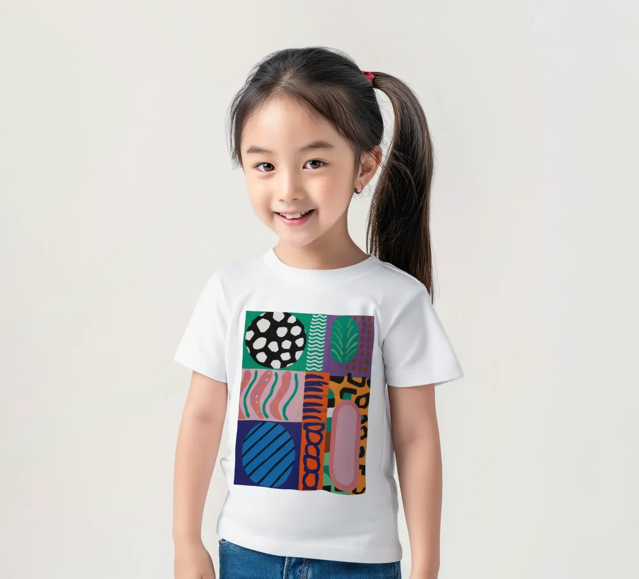Eclectic Pattern Grid kinder t-shirt van Obs Canvas