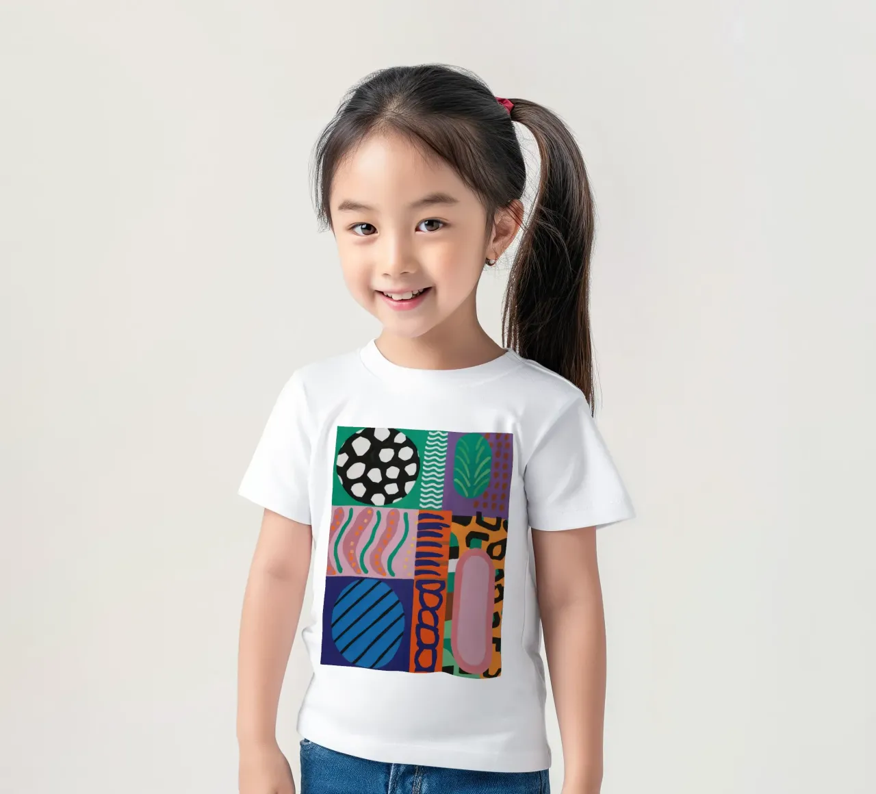 Eclectic Pattern Grid kinder t-shirt van Obs Canvas