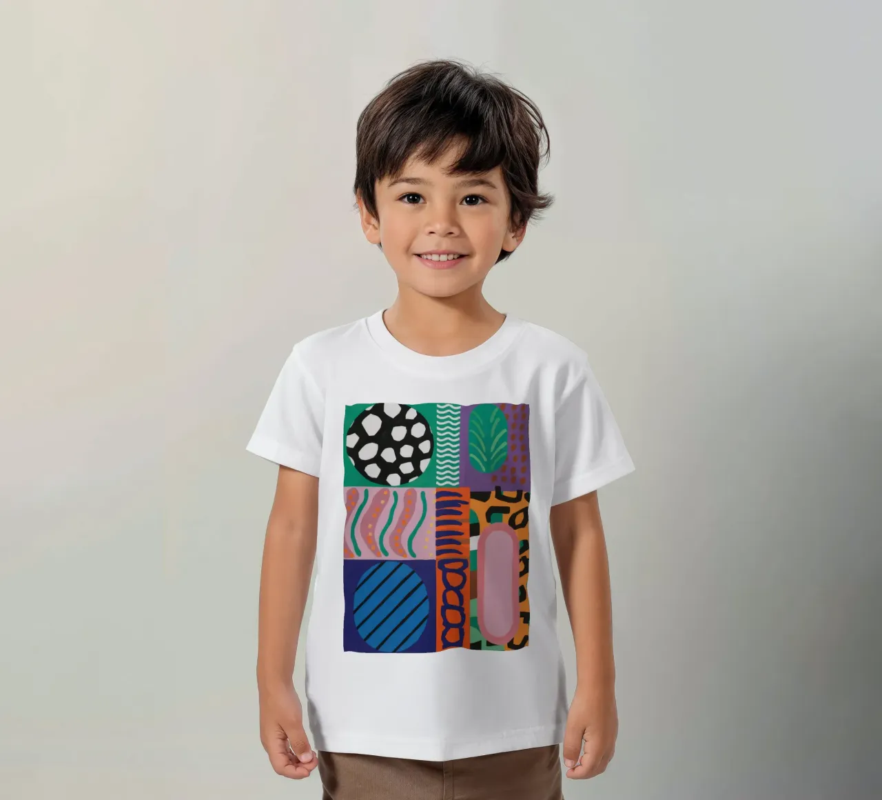 Eclectic Pattern Grid kinder t-shirt van Obs Canvas
