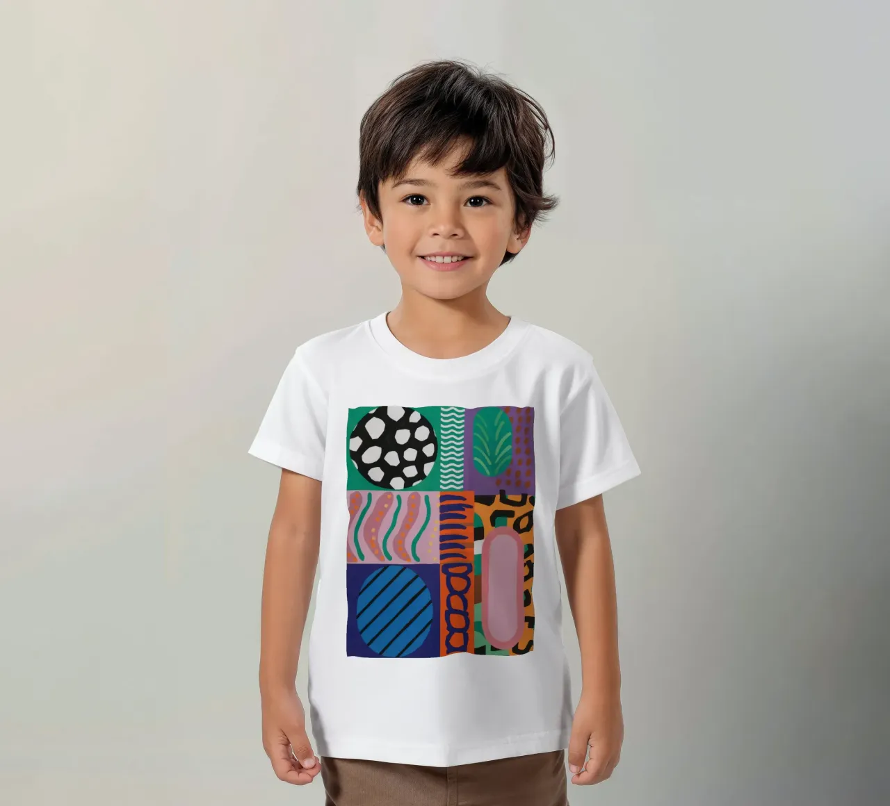 Eclectic Pattern Grid kinder t-shirt van Obs Canvas