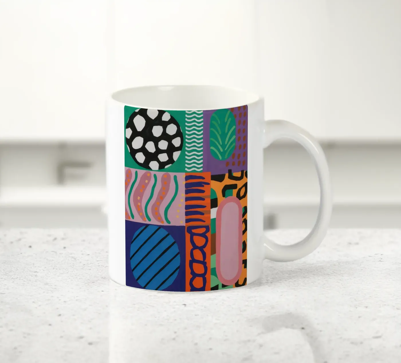 Eclectic Pattern Grid ceramic mug by Obs Canvas
