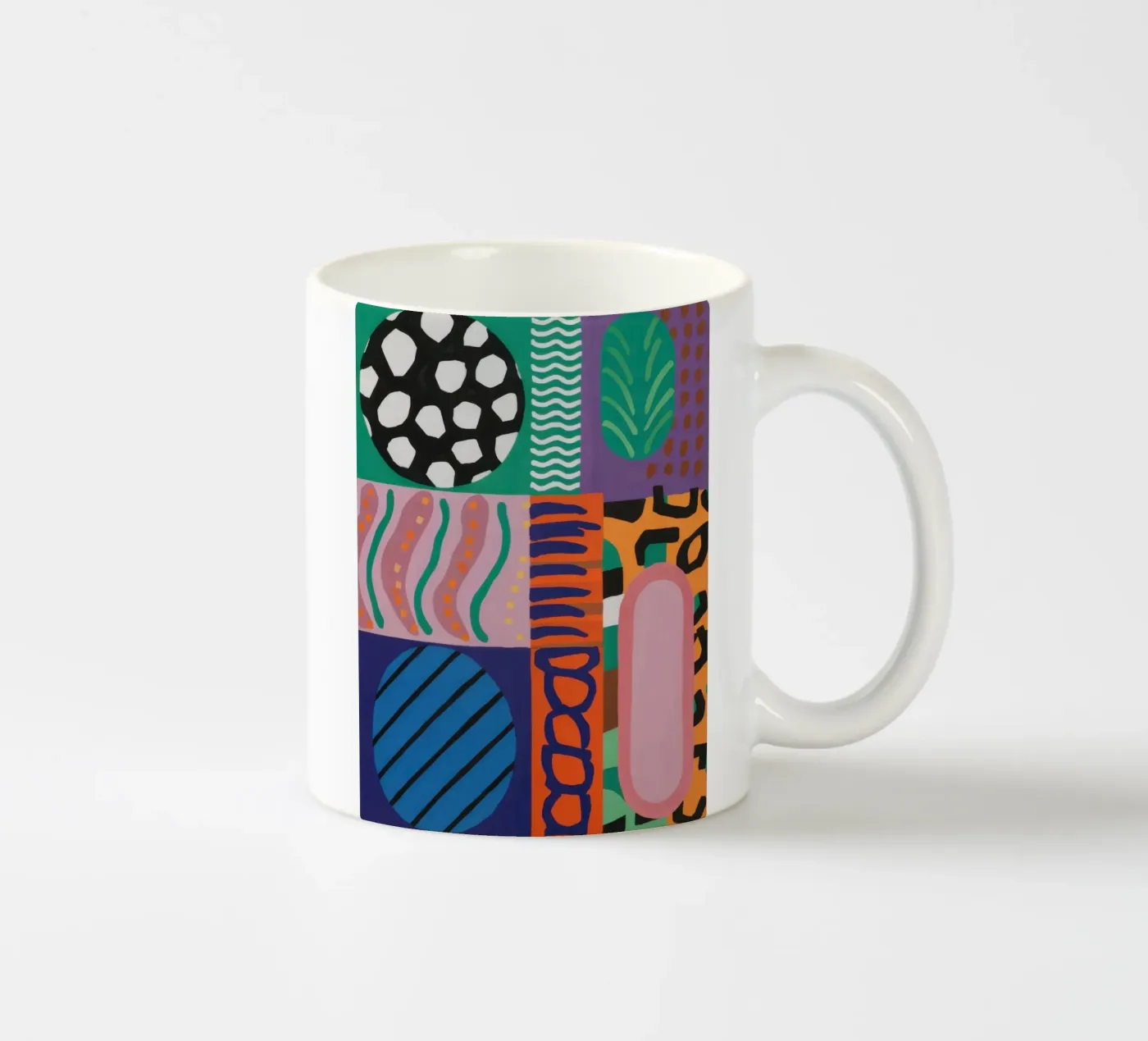 Eclectic Pattern Grid ceramic mug by Obs Canvas
