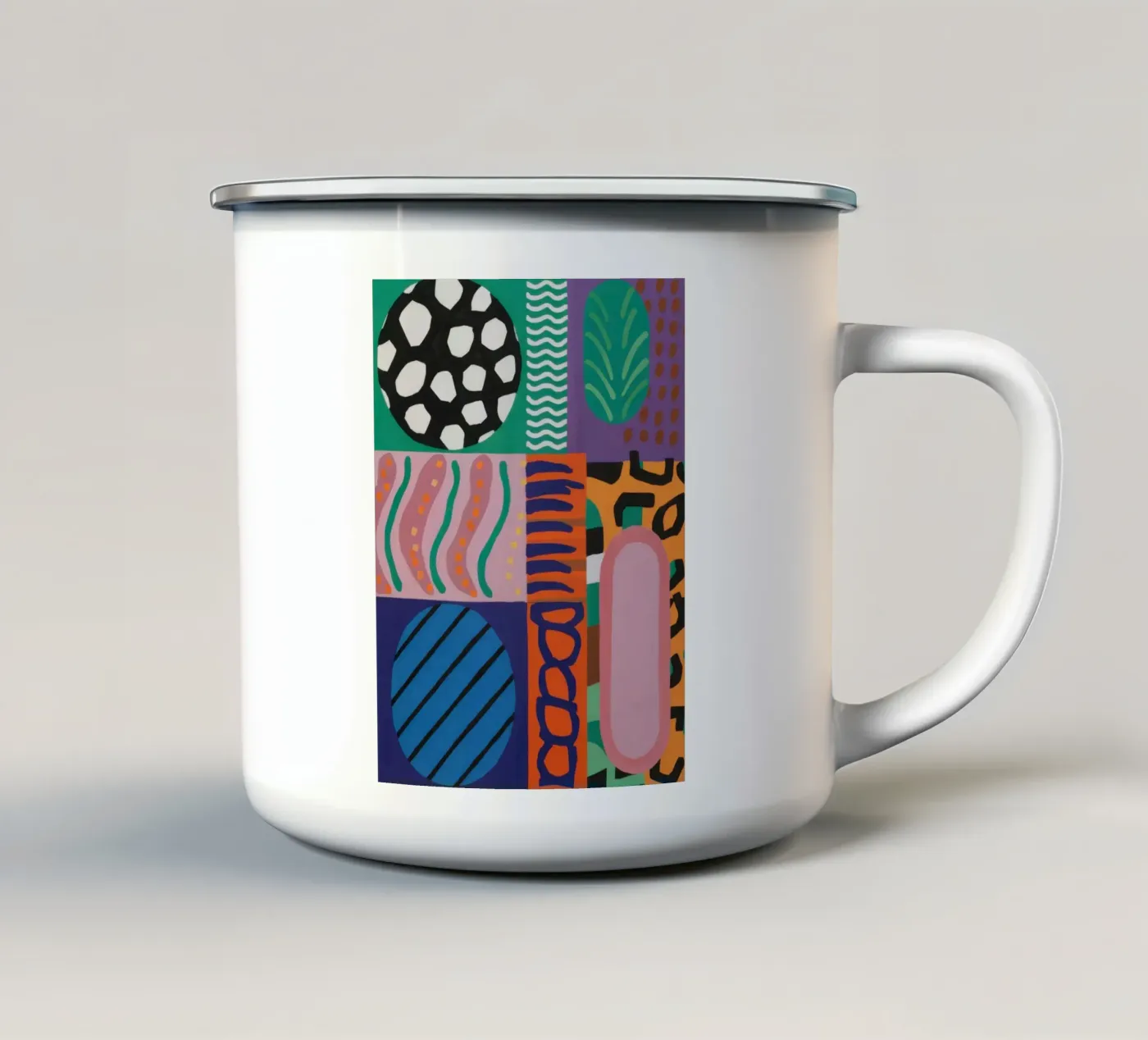 Eclectic Pattern Grid enamel mug by Obs Canvas