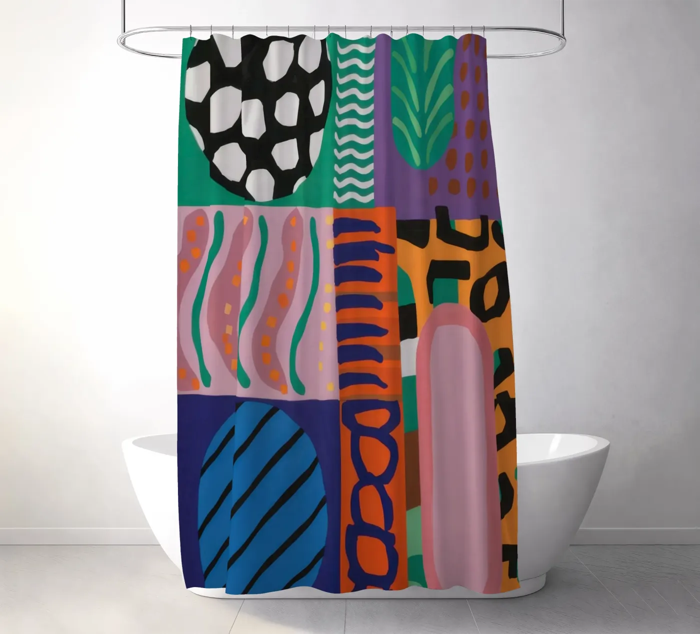 Eclectic Pattern Grid shower curtain by Obs Canvas