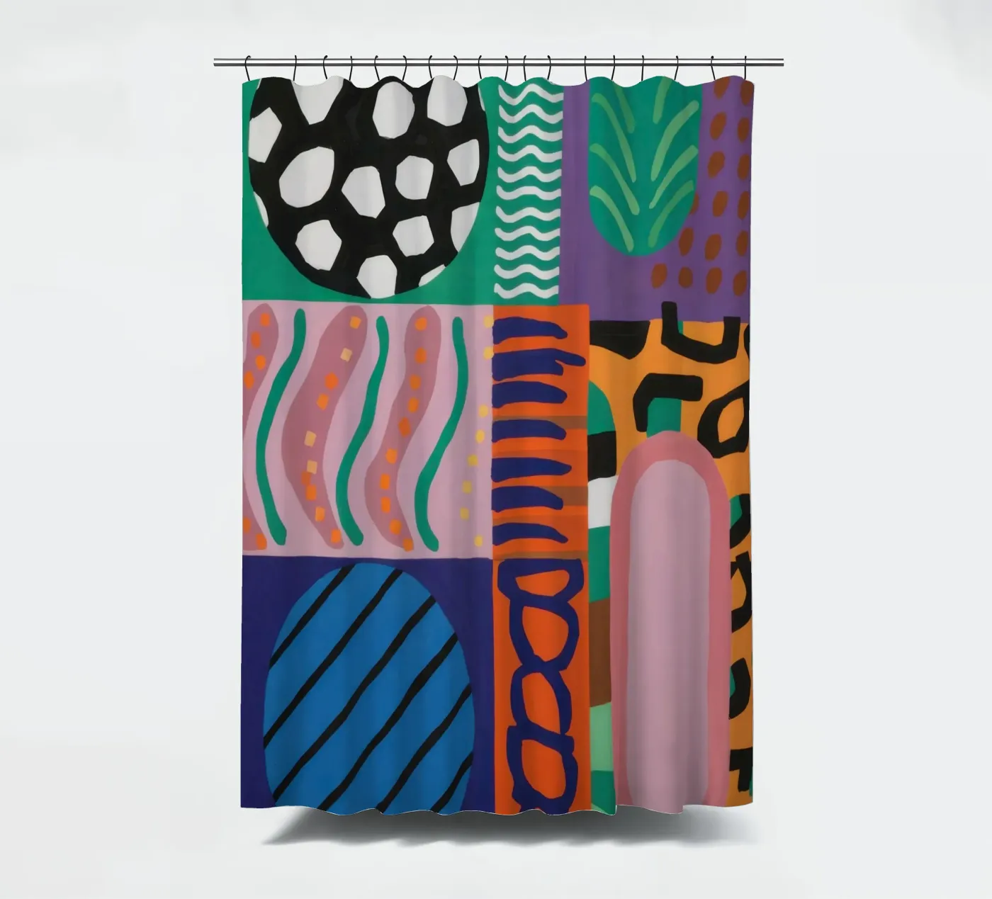Eclectic Pattern Grid shower curtain by Obs Canvas