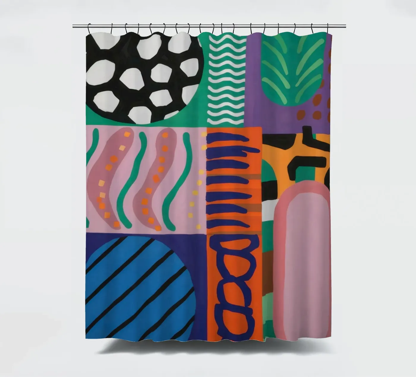 Eclectic Pattern Grid shower curtain by Obs Canvas