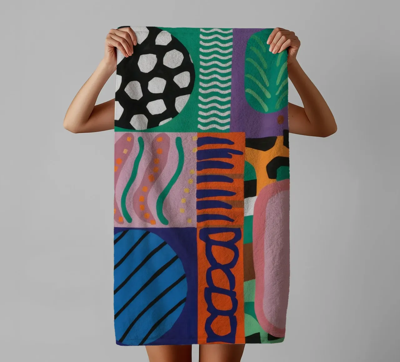 Eclectic Pattern Grid towel by Obs Canvas