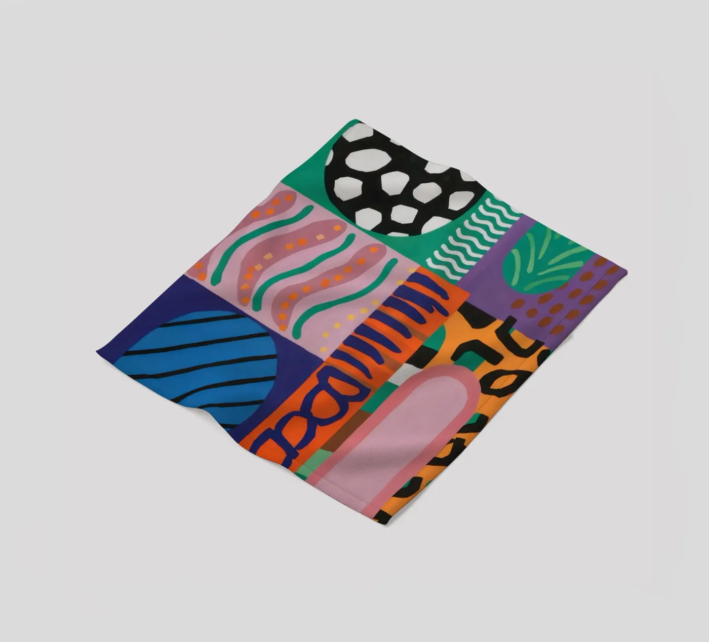 Eclectic Pattern Grid fleece blanket by Obs Canvas
