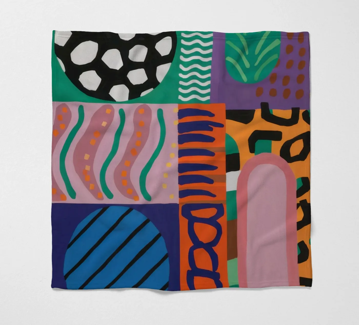 Eclectic Pattern Grid fleece blanket by Obs Canvas