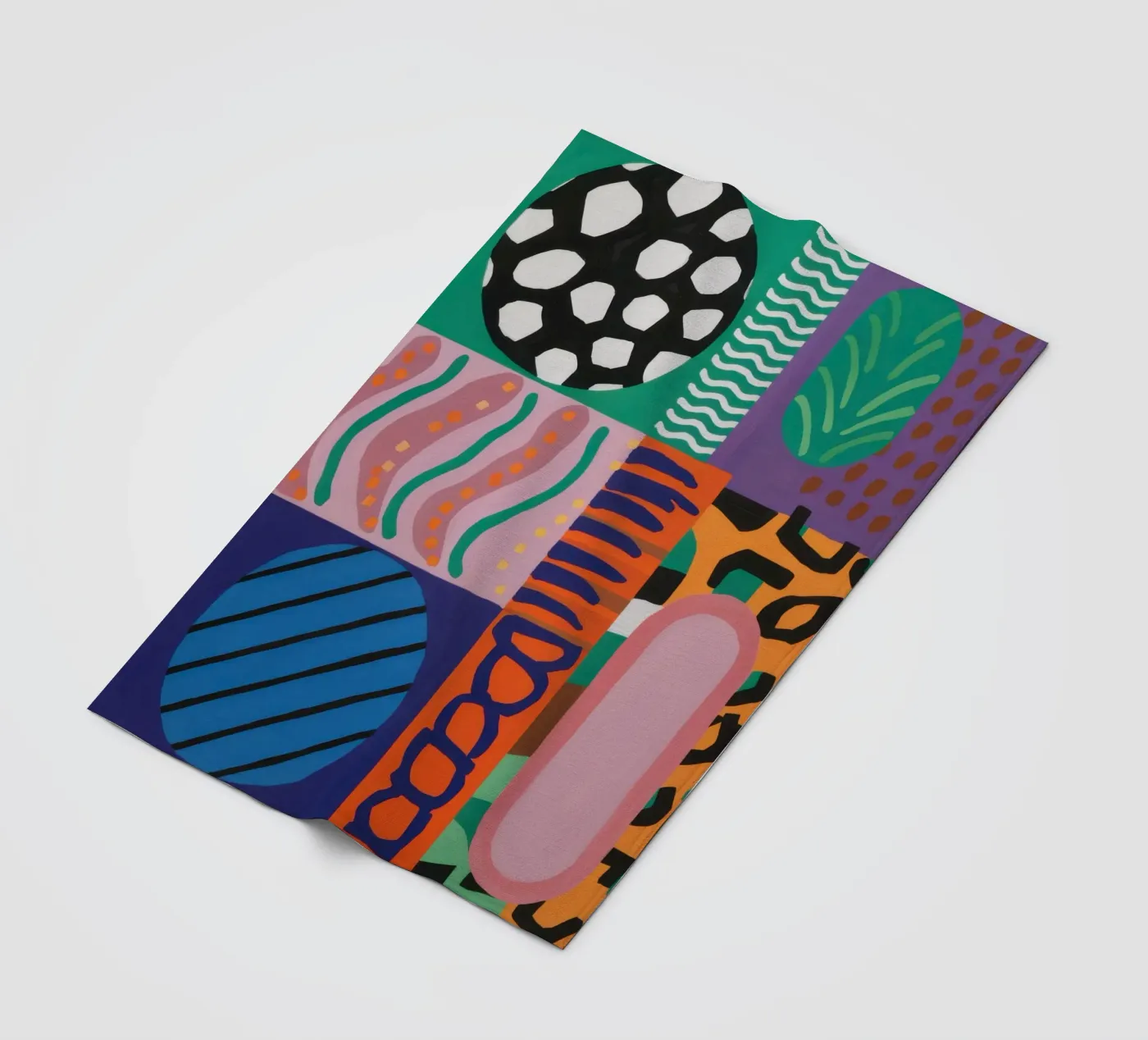 Eclectic Pattern Grid fleece blanket by Obs Canvas