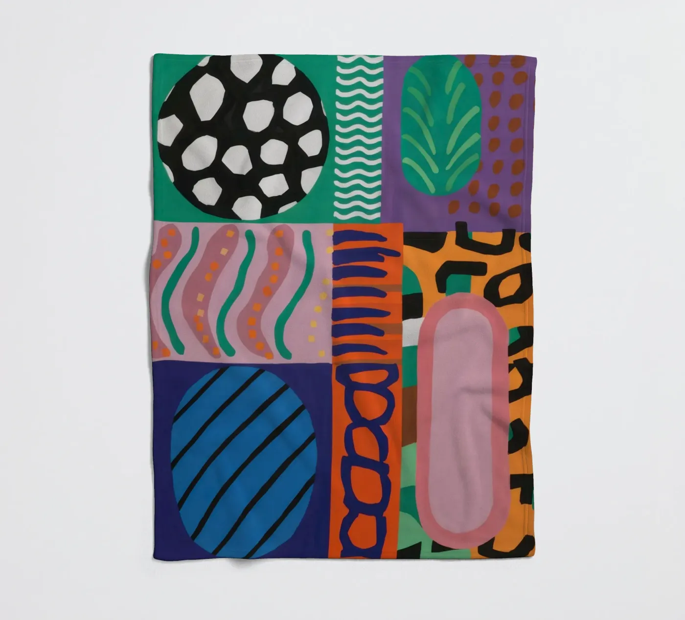 Eclectic Pattern Grid fleece blanket by Obs Canvas