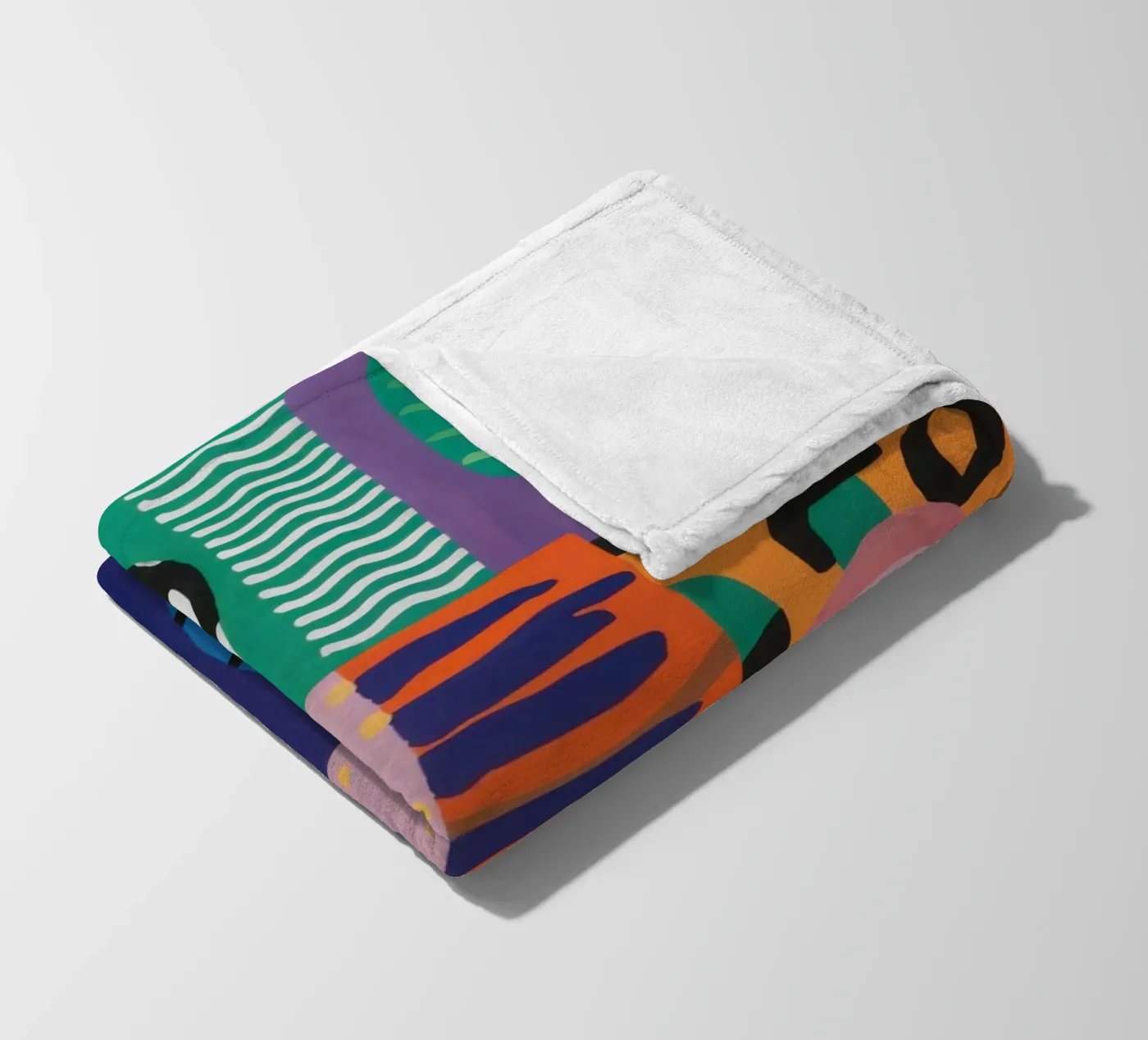 Eclectic Pattern Grid fleece blanket by Obs Canvas