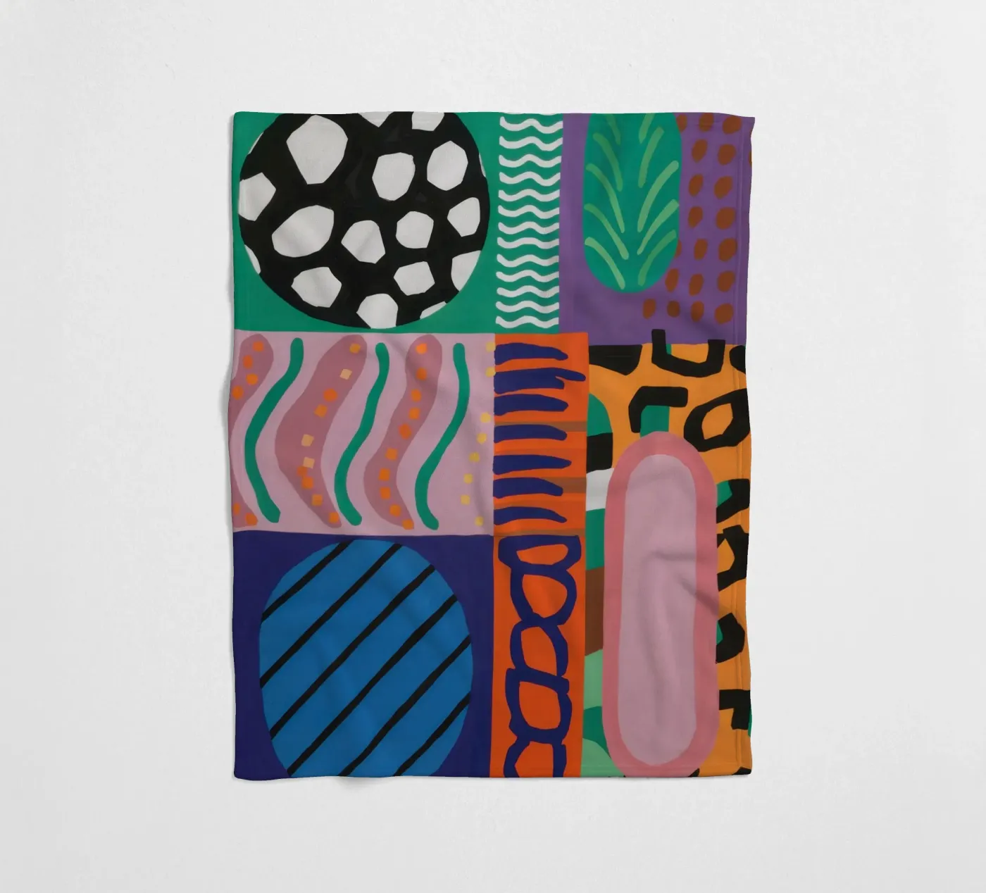 Eclectic Pattern Grid fleece blanket by Obs Canvas