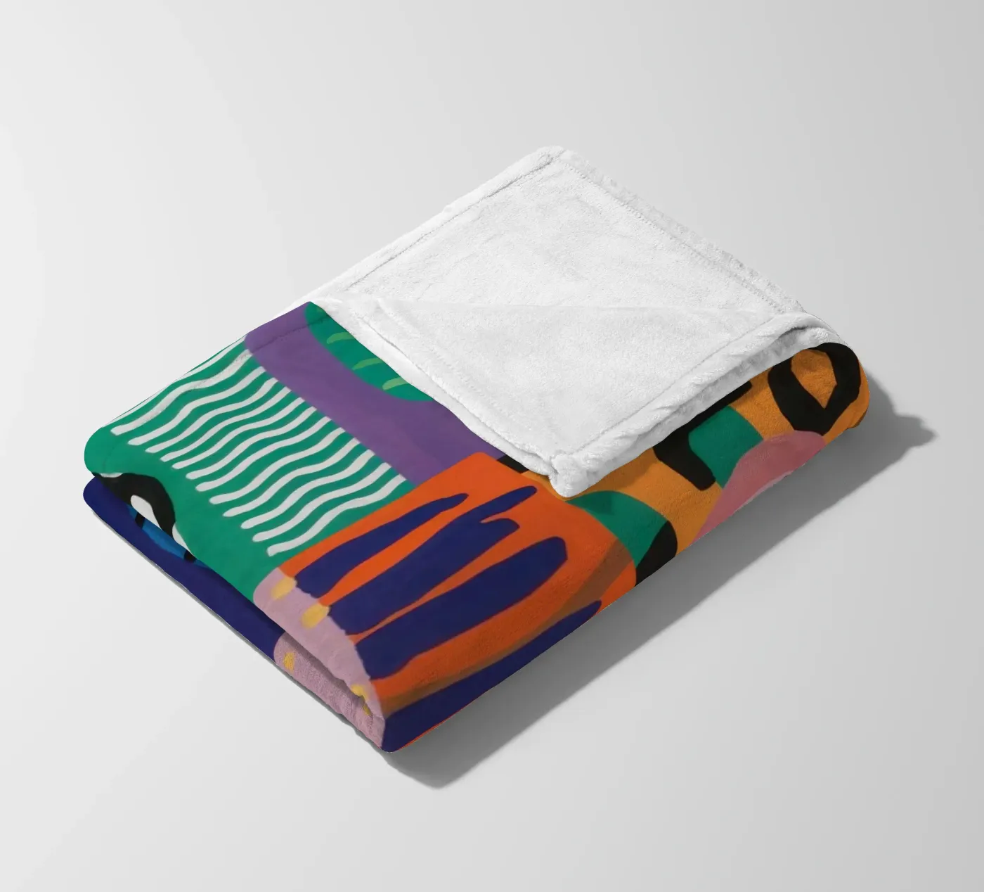 Eclectic Pattern Grid fleece blanket by Obs Canvas