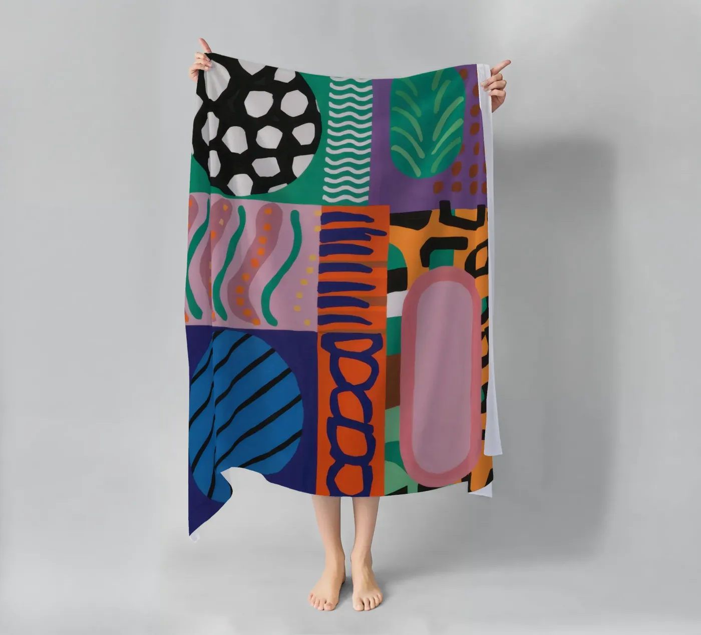 Eclectic Pattern Grid beach towel by Obs Canvas