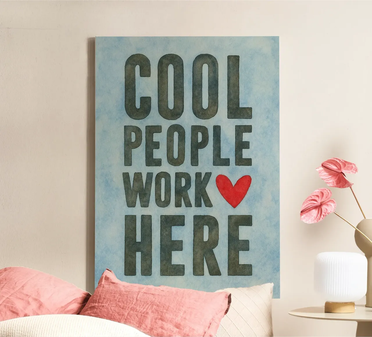 cool people work here art drawing canvas with Floater frame by pasadenan