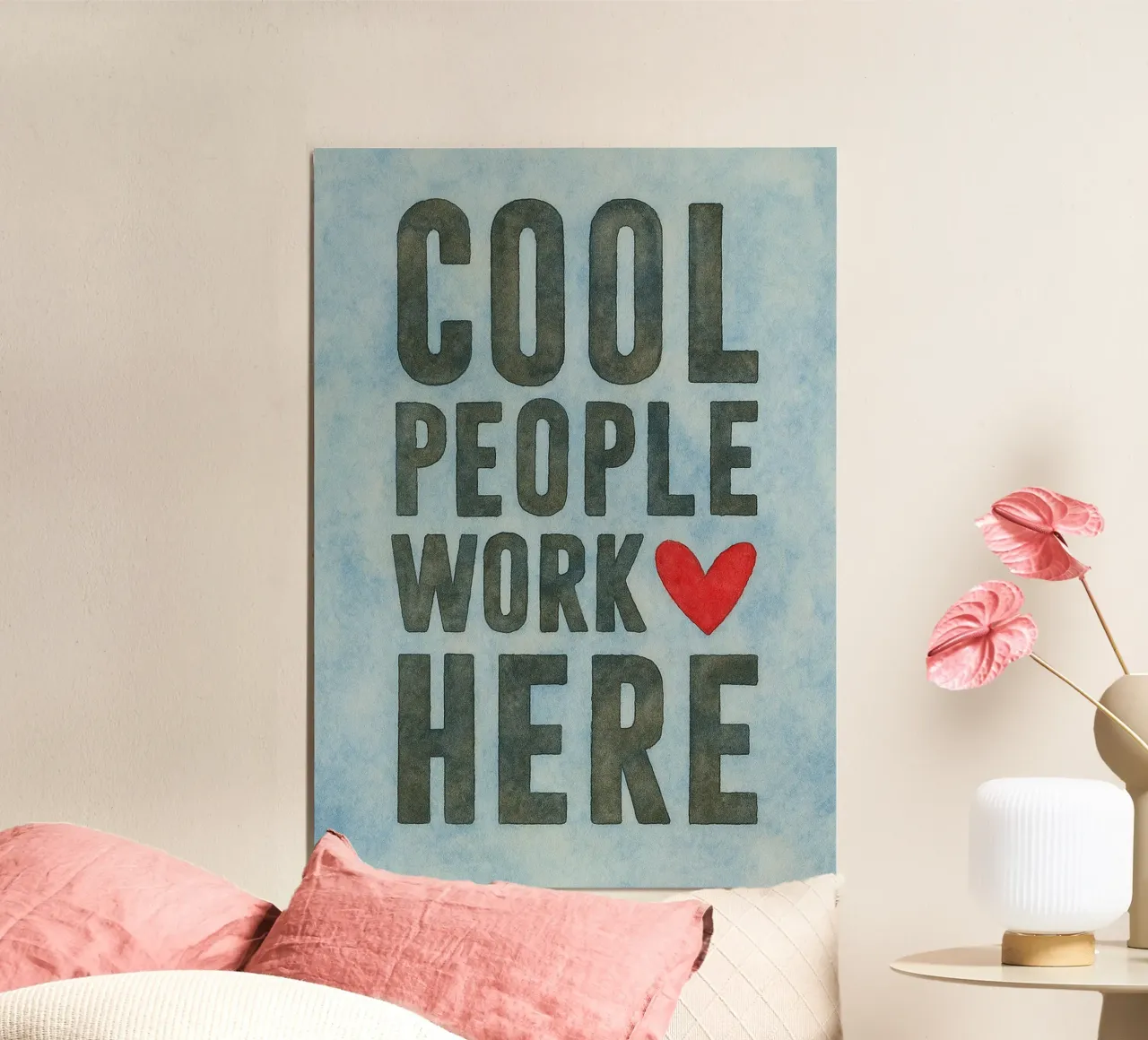 persone cool lavorano qui arte disegno poster con telaio in plastica da pasadenan