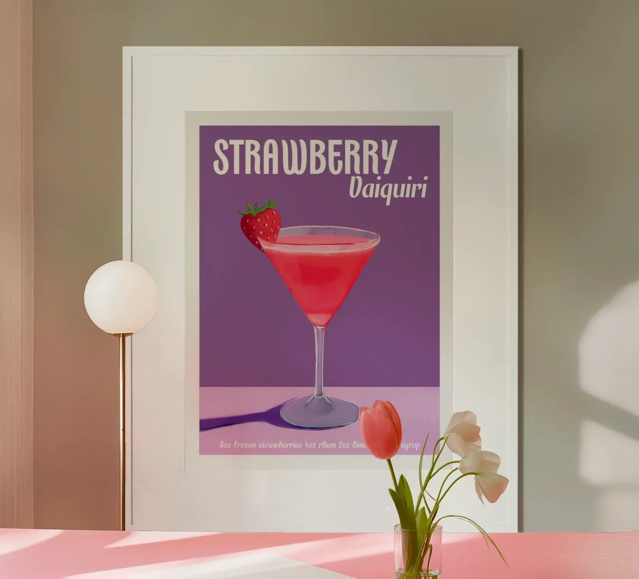 Cocktail Daiquiri alla fragola poster da cafelab