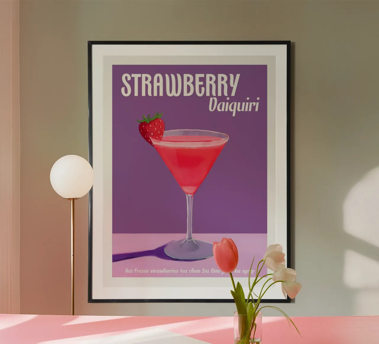 Cocktail Daiquiri alla fragola poster da cafelab