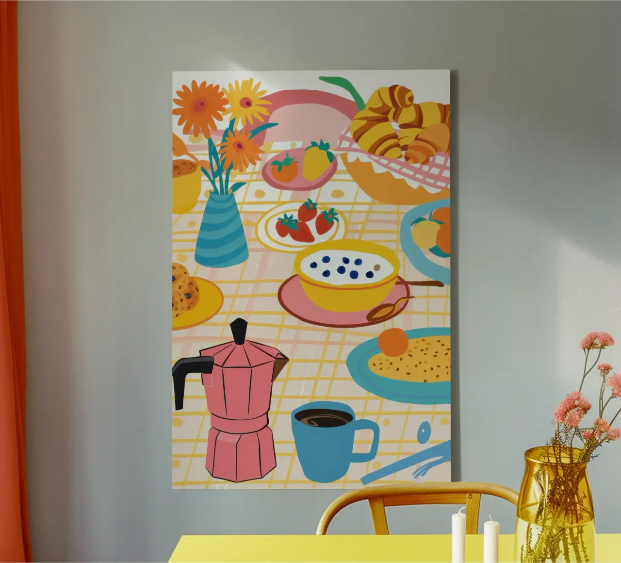 Mesa de desayuno abundante lienzo con Marco flotante de Luna Aura