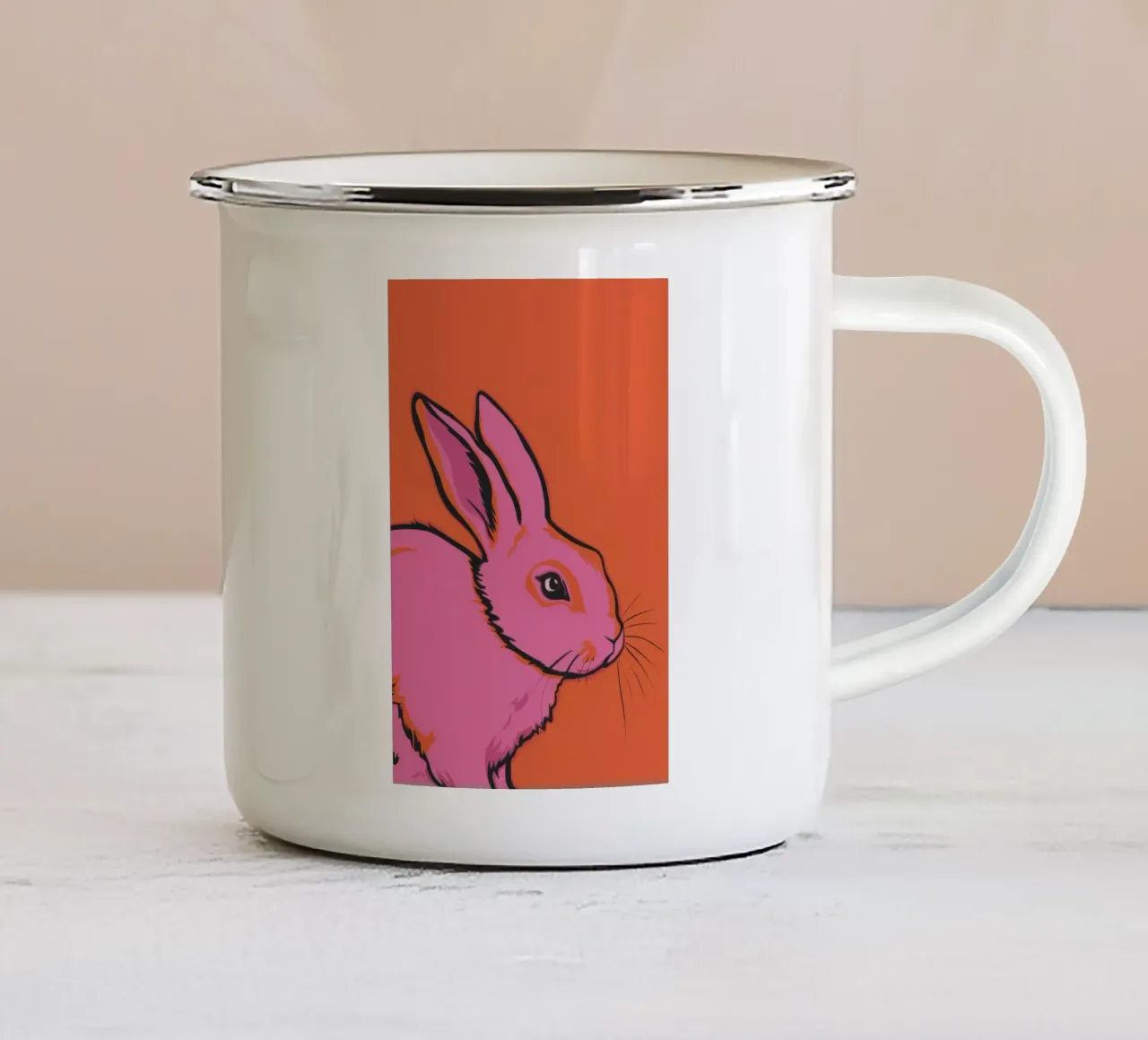Coniglietto rosa pop art tazza in smalto da Thistle Bloom