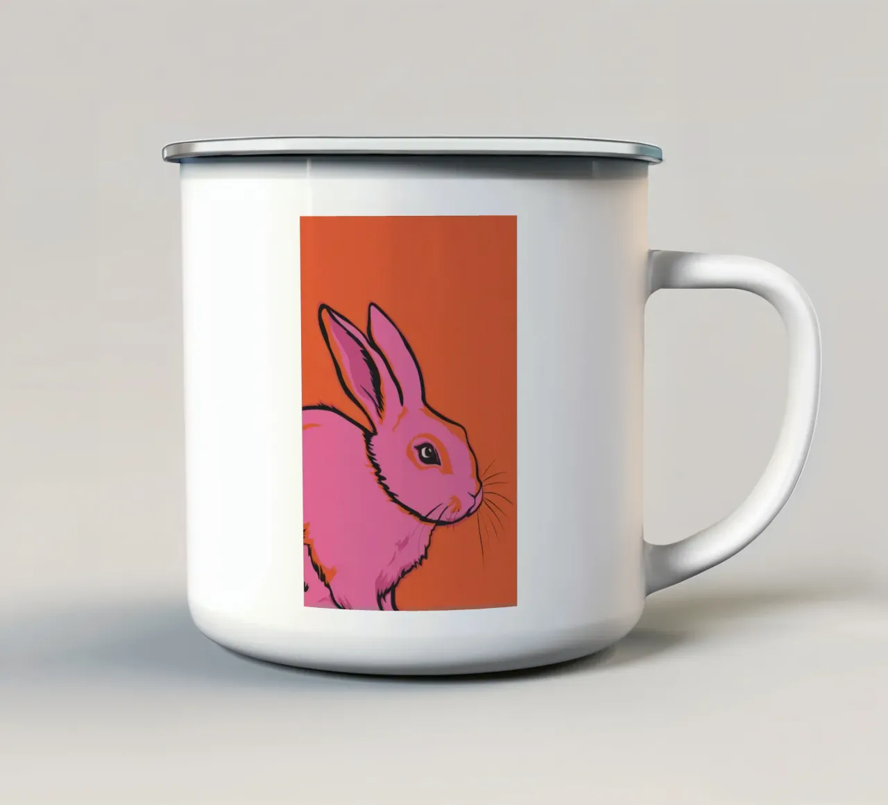 Coniglietto rosa pop art tazza in smalto da Thistle Bloom