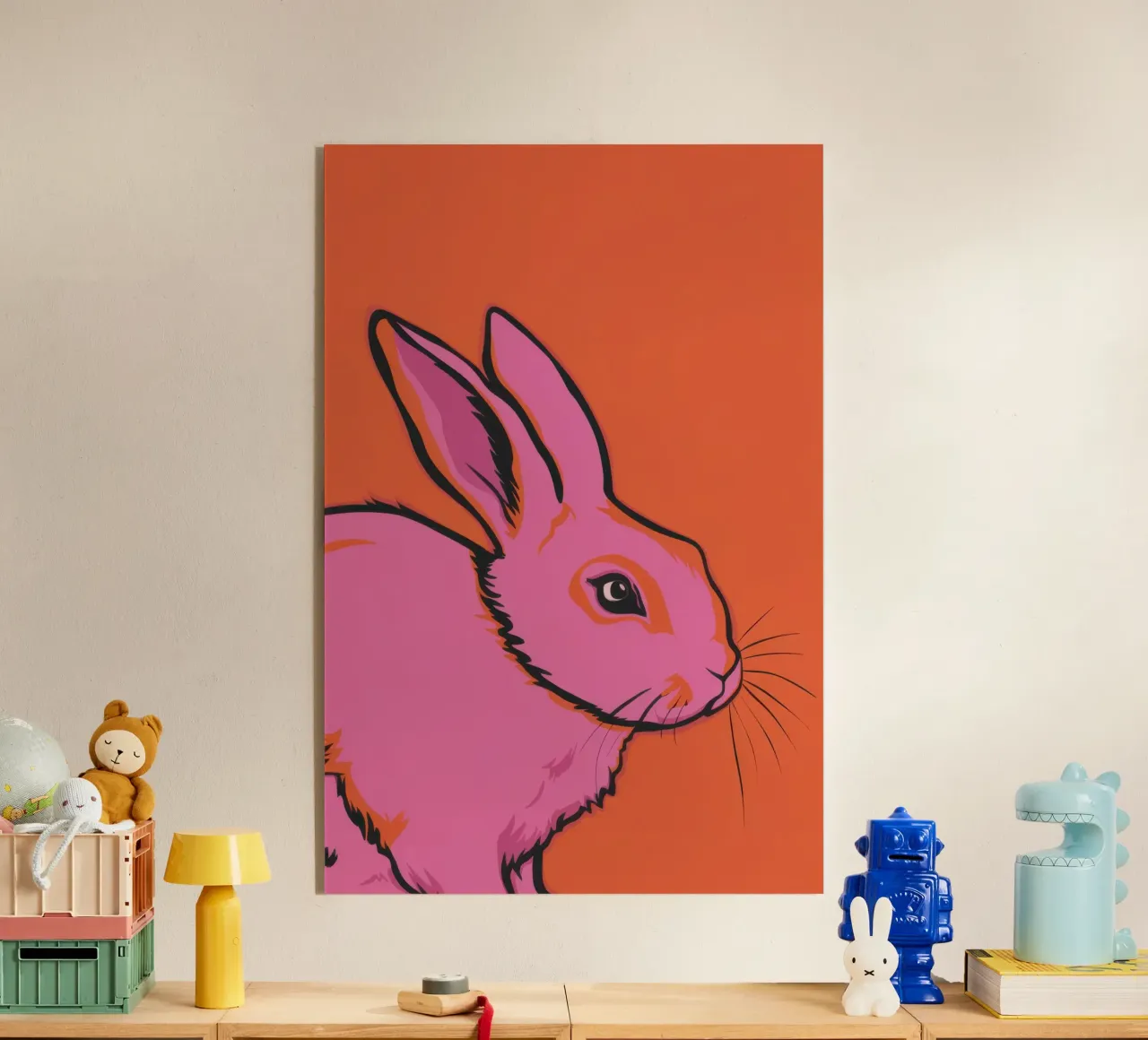 Lapin rose Pop Art plexiglas de Thistle Bloom