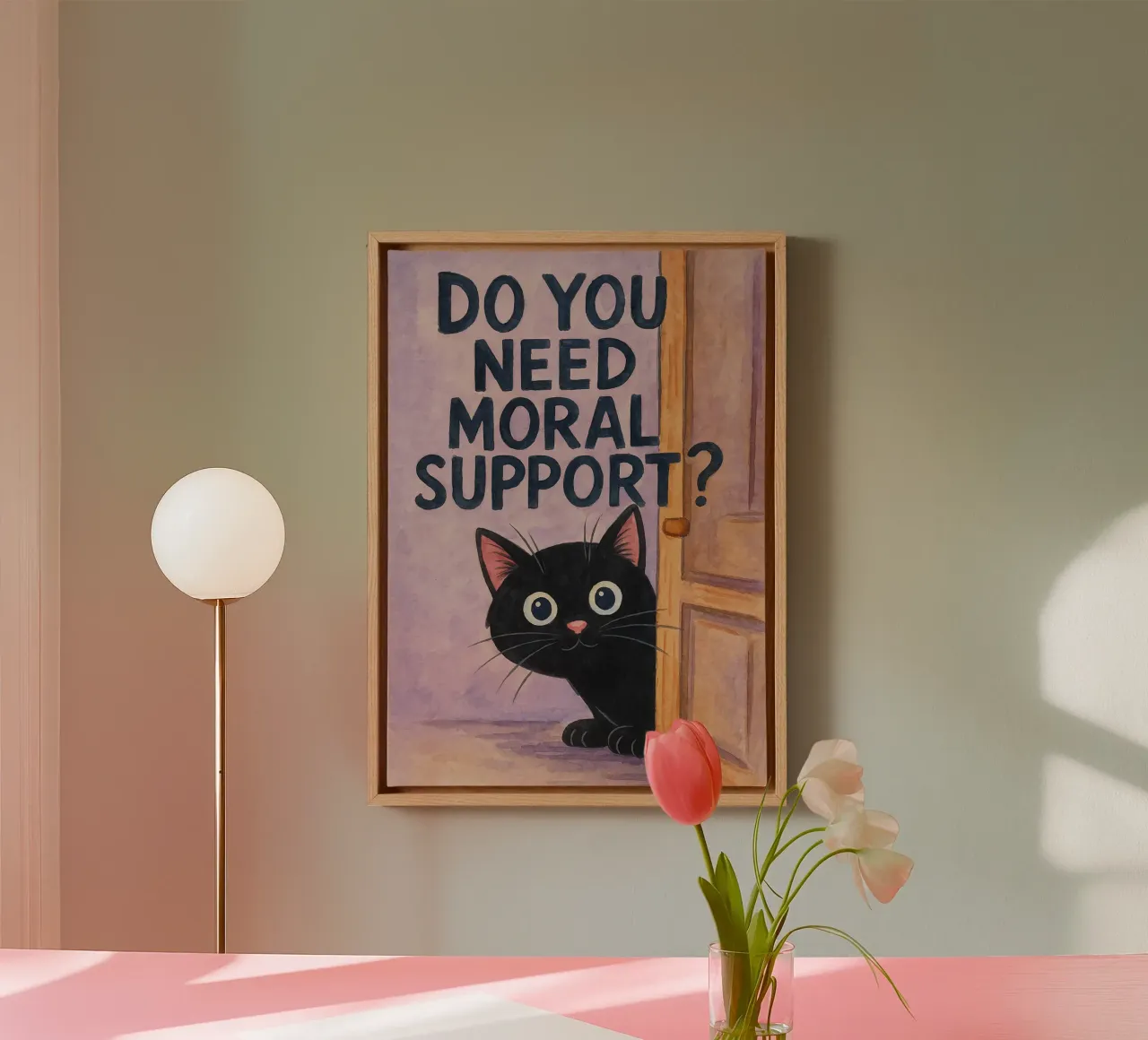 heb je morele steun nodig kat kunst tekening canvas met Baklijst van pasadenan