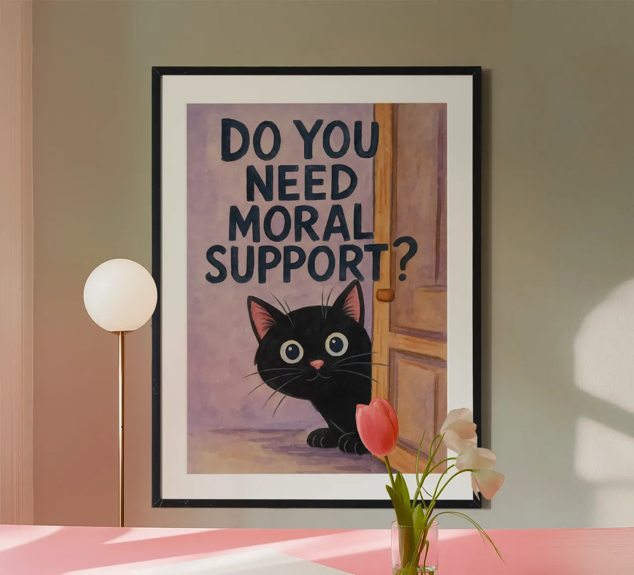 Brauchen Sie moralische Unterstützung Katze Kunst Zeichnung Poster von pasadenan