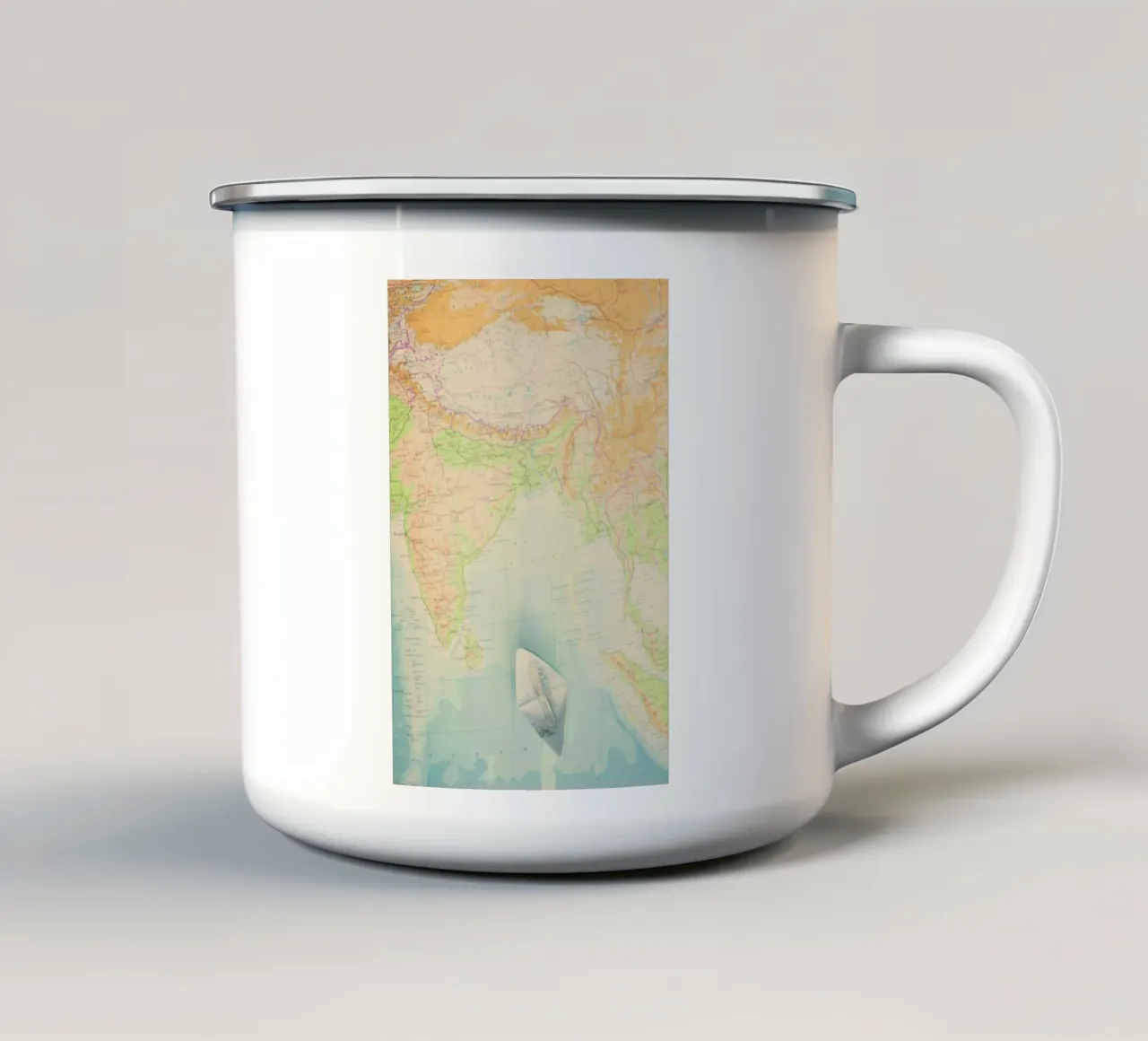 map-india tazza in smalto da Ingrid Beddoes