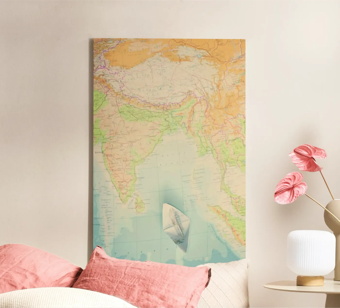 map-india canvas van Ingrid Beddoes