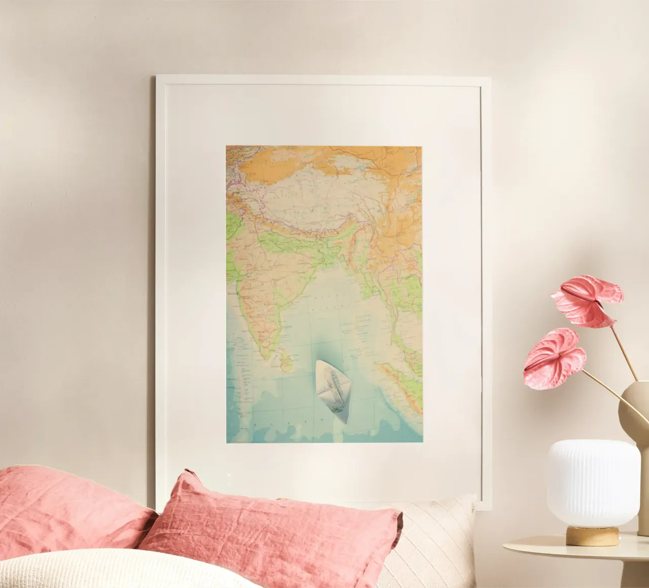map-india poster con telaio in legno da Ingrid Beddoes