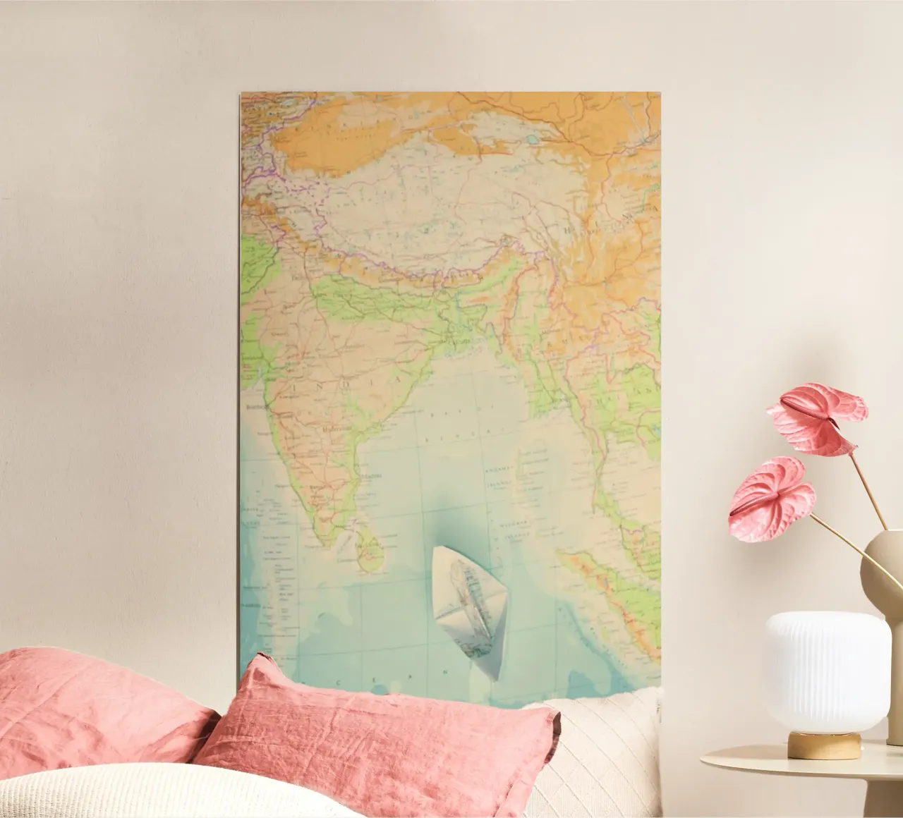 map-india poster con telaio in legno da Ingrid Beddoes