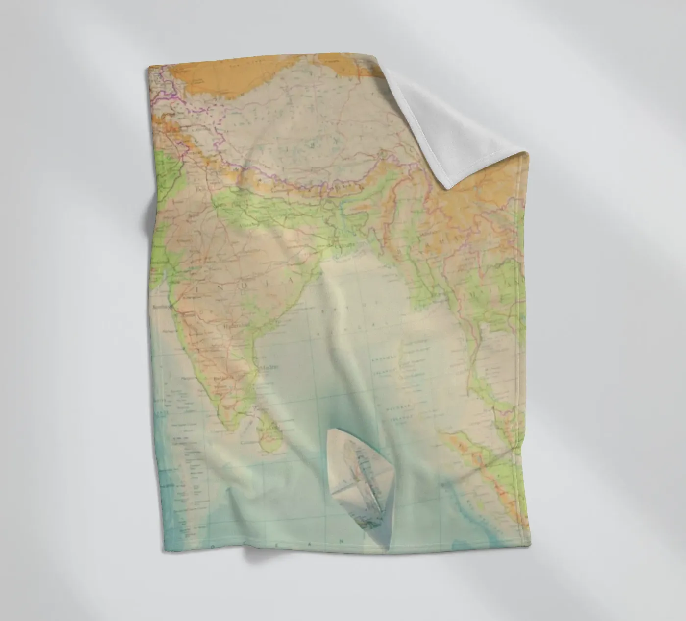 map-india fleecedeken van Ingrid Beddoes