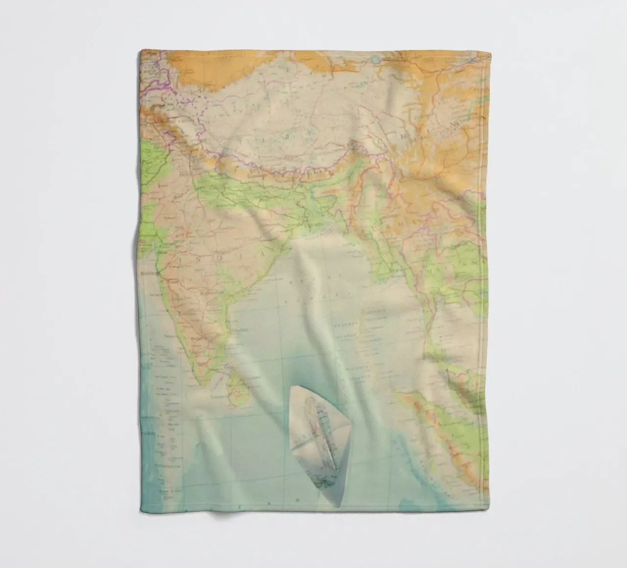map-india Fleecedecke von Ingrid Beddoes